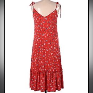 Modcloth Red Floral Midi Dress